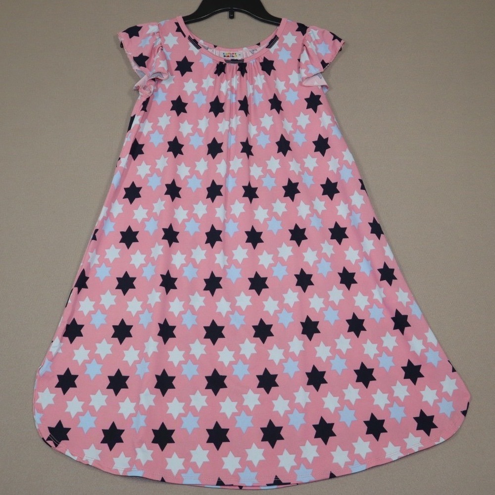 Dot Dot Smile Swing Style Dress - Pink and Blue Stars -Size 11